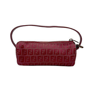 Fendi Handbag Accessory Pouch Zucchino Canvas Red